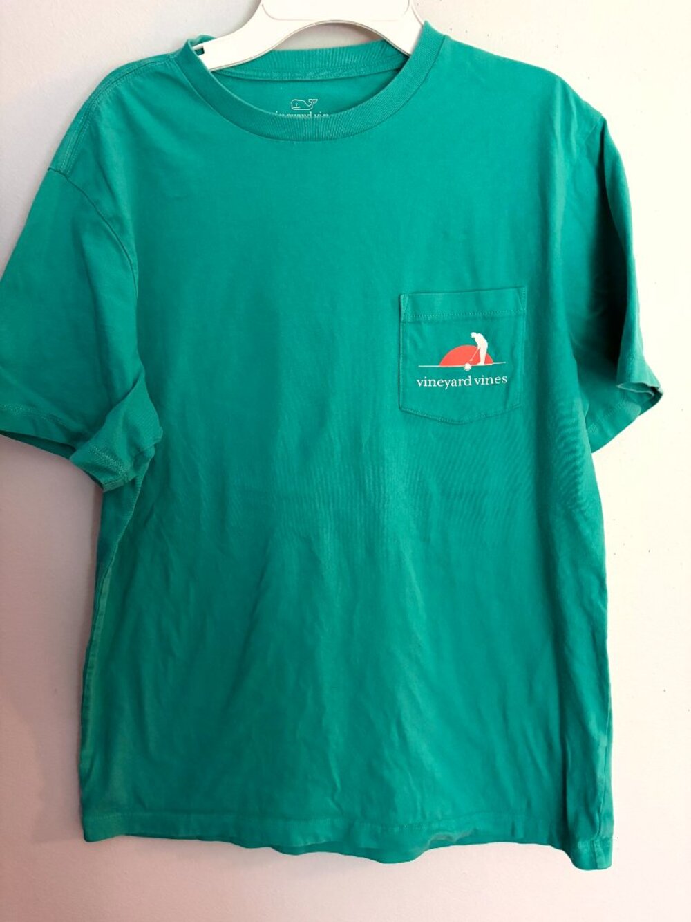Vineyard Vines Men's Aqua Green Teal Golf Men's Pocket T-shirt Small